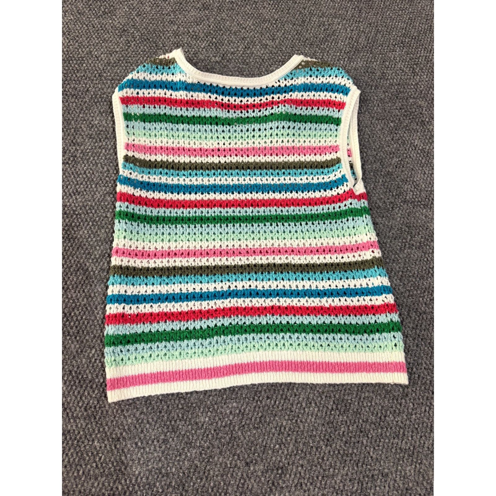 Talbots Talbots Vest Sweater Womens Small Multicolor Striped Crochet Knit Sleeveless Top Size S / US 4 / IT 40 - 6 Thumbnail