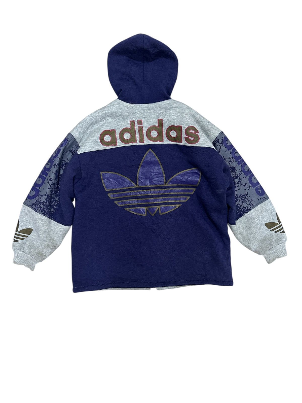 Adidas Vintage Adidas Zipper jacket With hoodies Big Logo Design Size US M / EU 48-50 / 2 - 2 Thumbnail