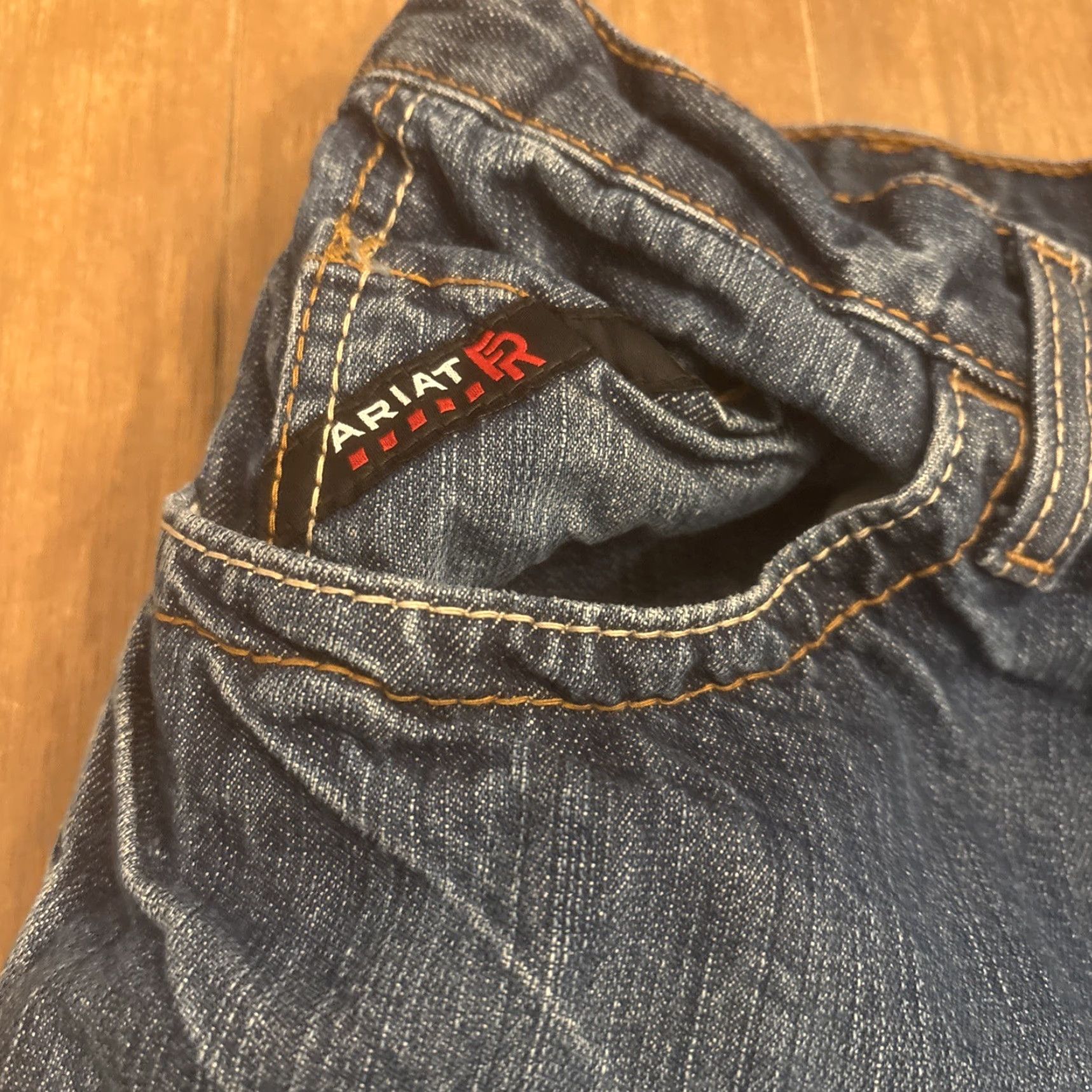 Ariat Ariat M4 FR Relaxed Boot Cut Jeans Size 38x34 Distressed Mens Jeans Blue Cowboy Workwear 90s Size US 38 / EU 54 - 4 Thumbnail