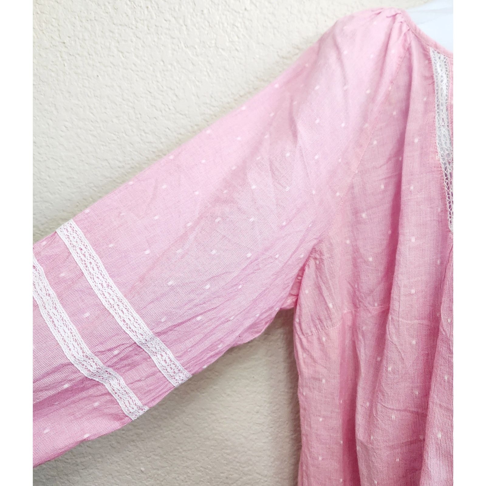 Other St John's Bay Pink Lace/Crochet Detail Peasant Top 1X NWT Size XXL / US 16-18 / IT 52-54 - 2 Thumbnail