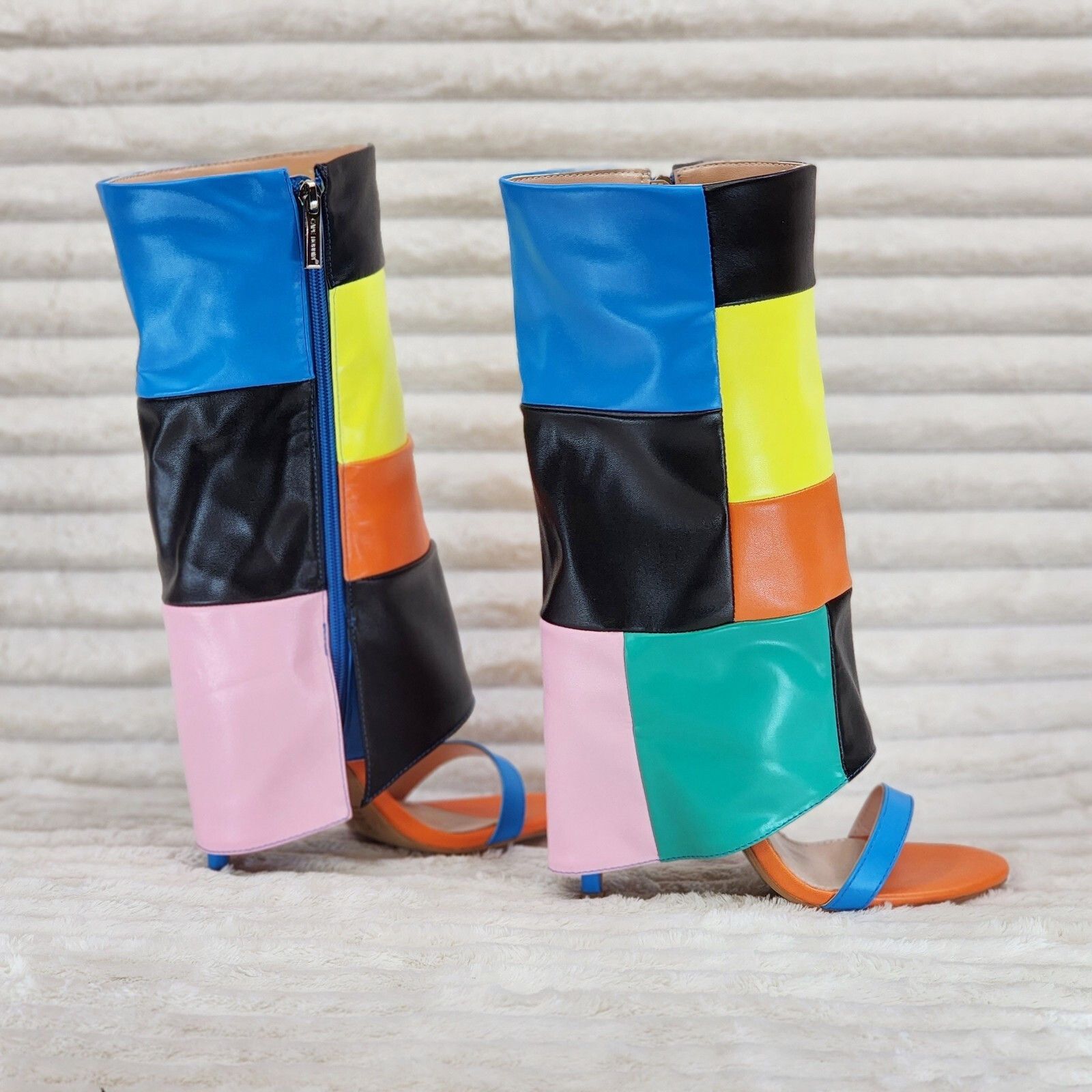 Other Paris Color Block Stiletto Fold Over Skirted Shootie Boot Sa Size US 6 / IT 36 - 4 Thumbnail