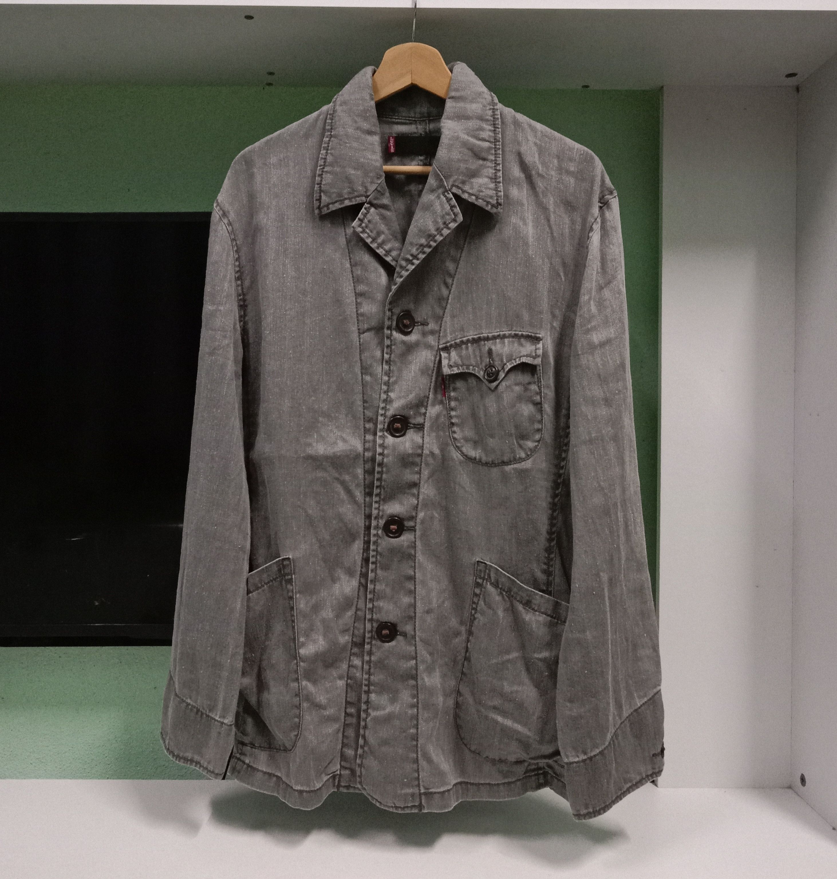 image of Levis Premium Red Tab Muji Hemp Cotton Jacket in Grey, Men's (Size Medium)
