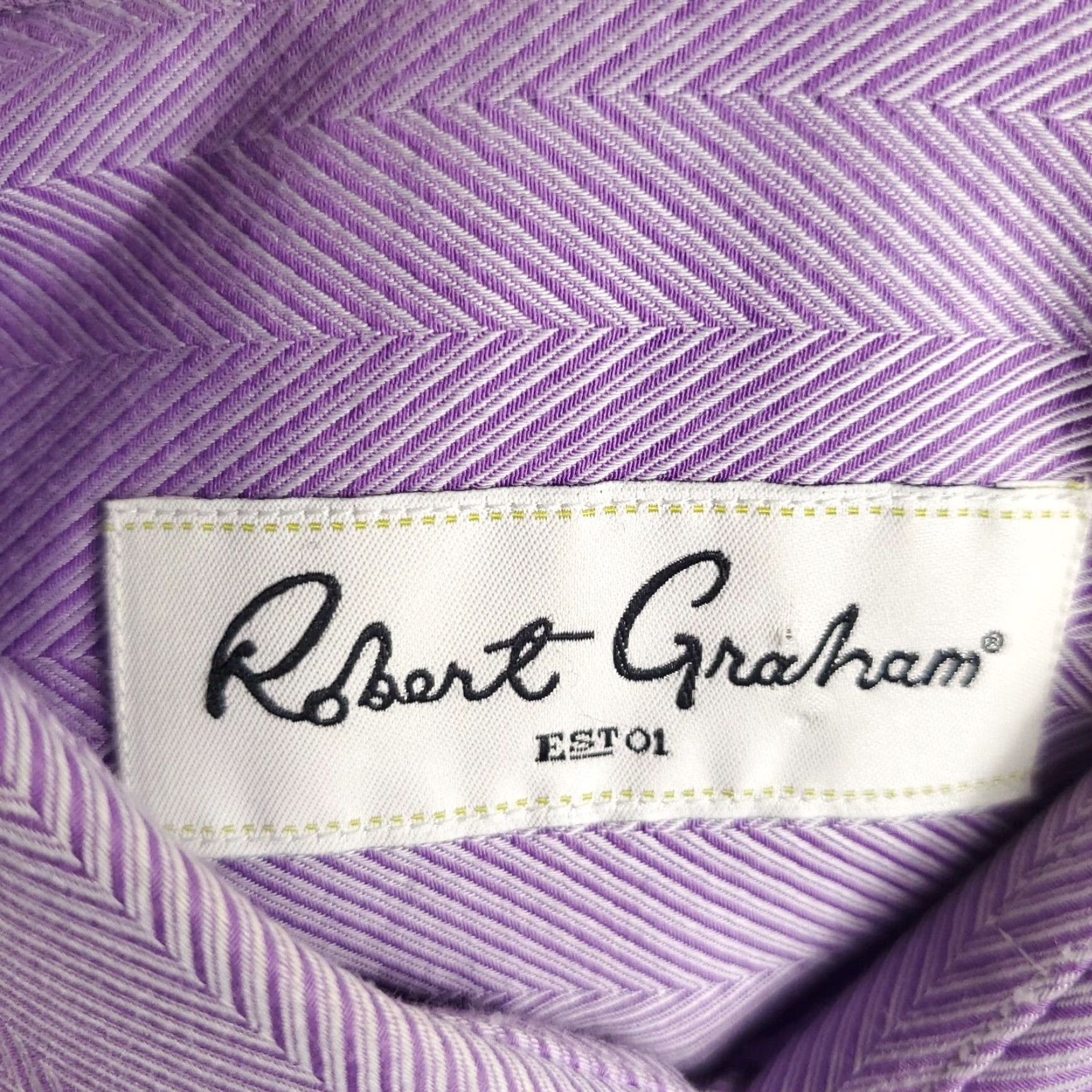 Robert Graham Robert Graham Dress Shirt Mens Size 15.5 Purple Check Long Sleeve Button Up Size 40R - 7 Thumbnail