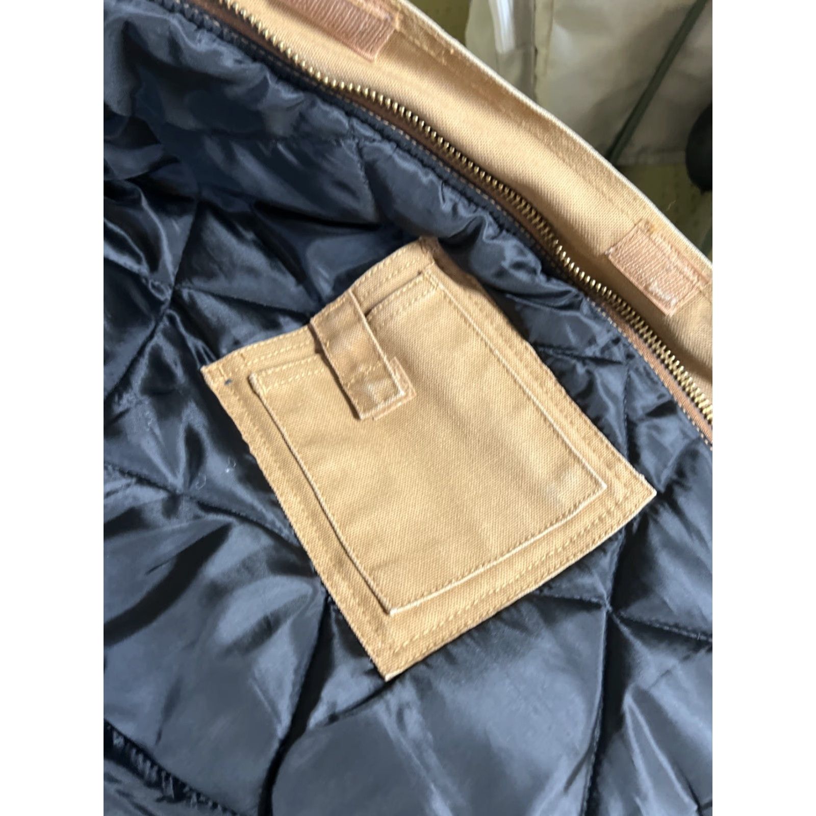 Vintage VINTAGE C.E. Schmidt Work Jacket Brown Tan Cotton Canvas Zip L 90s Mens Regular Short Brown Lining Polyester Quilted Distressed Logo Coat/Jacket Size US L / EU 52-54 / 3 - 5 Thumbnail