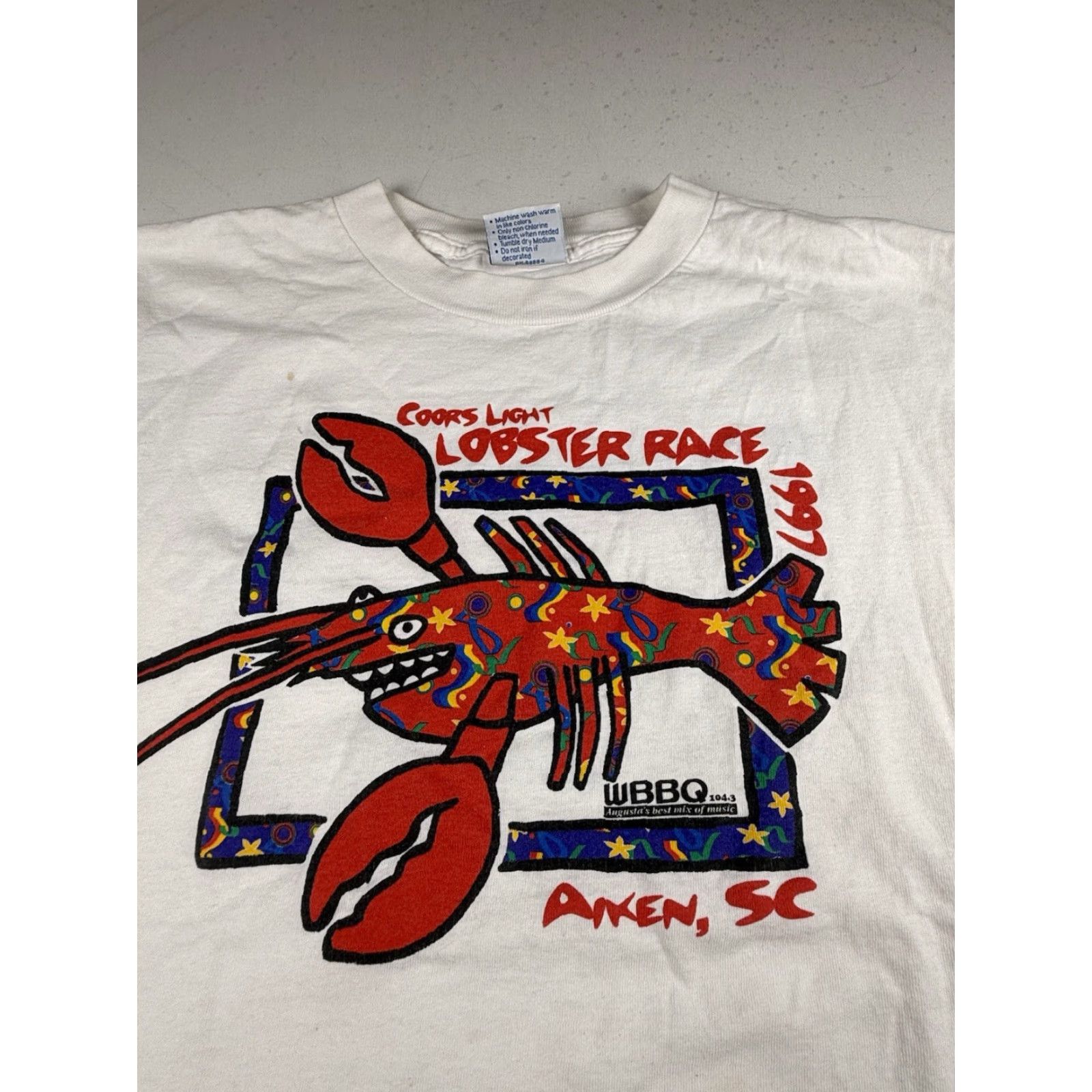 Vintage VINTAGE Coors Light Lobster Race South Carolina Shirt T-Shirt Large L White Mens Size US L / EU 52-54 / 3 - 2 Thumbnail