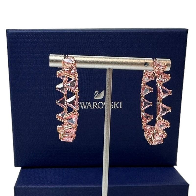 Swarovski Swarovski Ortyx hoop earrings Triangle cut, Pink Size ONE SIZE - 1 Thumbnail