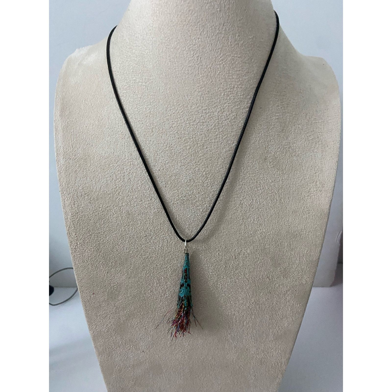Handmade rainbow pendant necklace fringe Size ONE SIZE - 1 Thumbnail