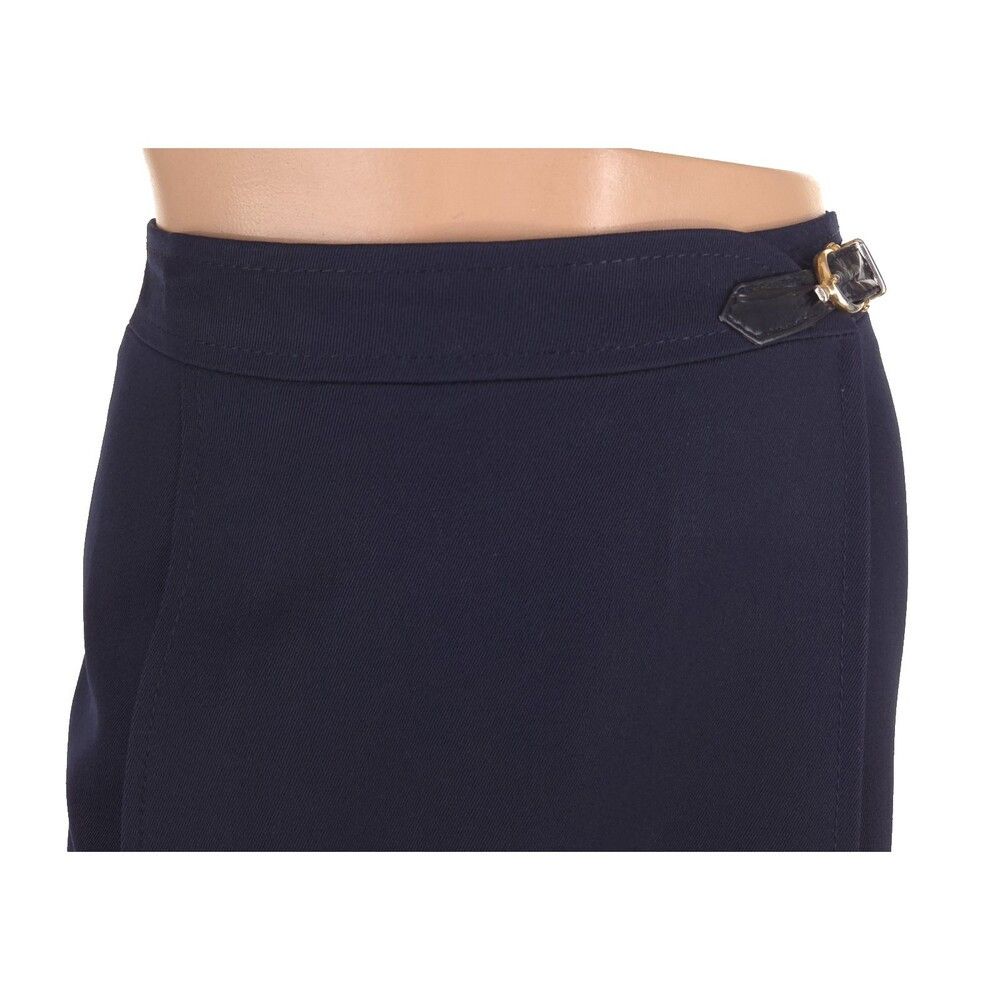 Celine Vintage 80s/90s Celine Paris Wool Wrap Skirt Size 40 M Navy Size 30" / US 8 / IT 44 - 5 Thumbnail