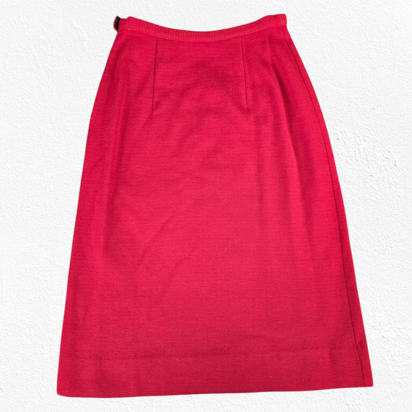 Vintage 50s Vintage Red Double Breasted Blazer Skirt Wool Set Size 2 Size XS / US 0-2 / IT 36-38 - 19 Thumbnail
