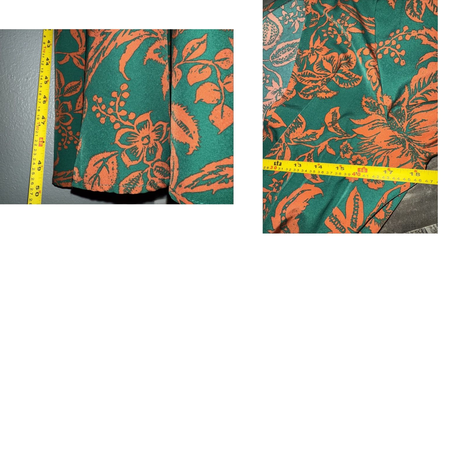 Vintage Women’s Floral Maxi Dress M Beach Green Orange Lightweight Sheer Flowy Casual Party/Cocktail Travel Size M / US 6-8 / IT 42-44 - 9 Thumbnail