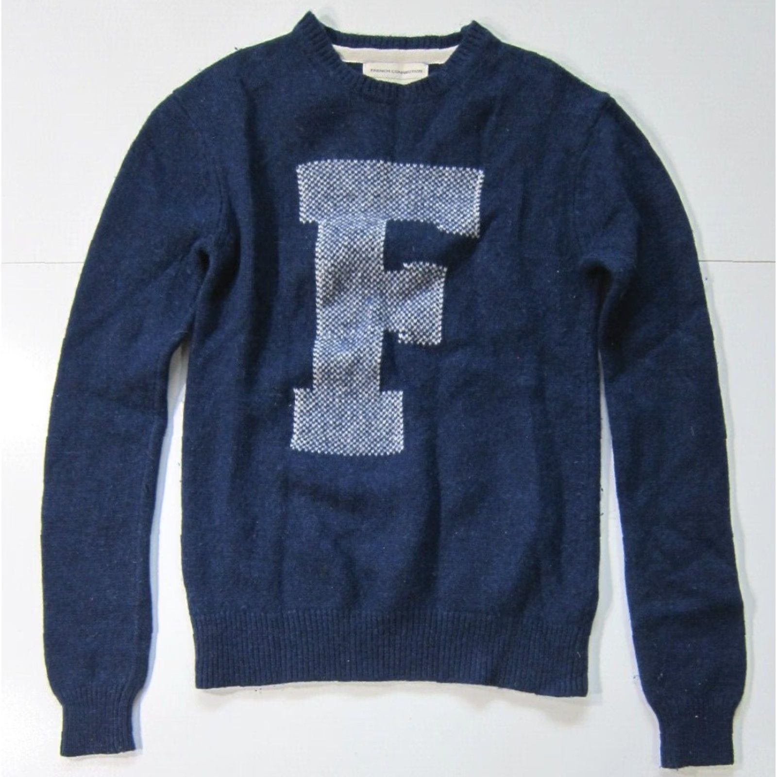 French Connection French Connection Wool Blue White F Logo Long Sleeve Pullover Sweater Men Small Size US S / EU 44-46 / 1 - 2 Thumbnail