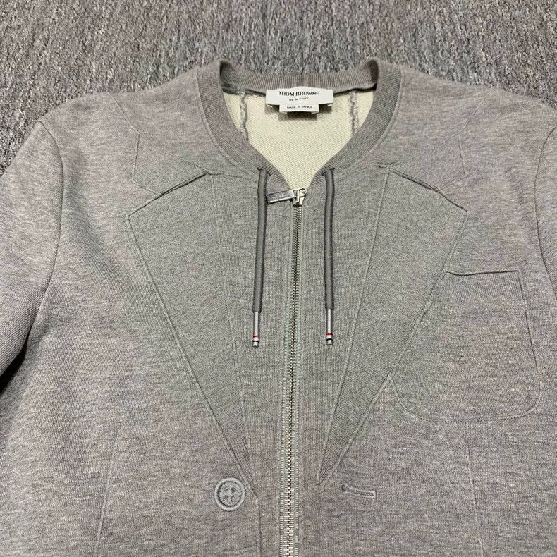 Thom Browne Thom Browne size1 Gray four stripe suit zipper jacket Size US S / EU 44-46 / 1 - 3 Thumbnail