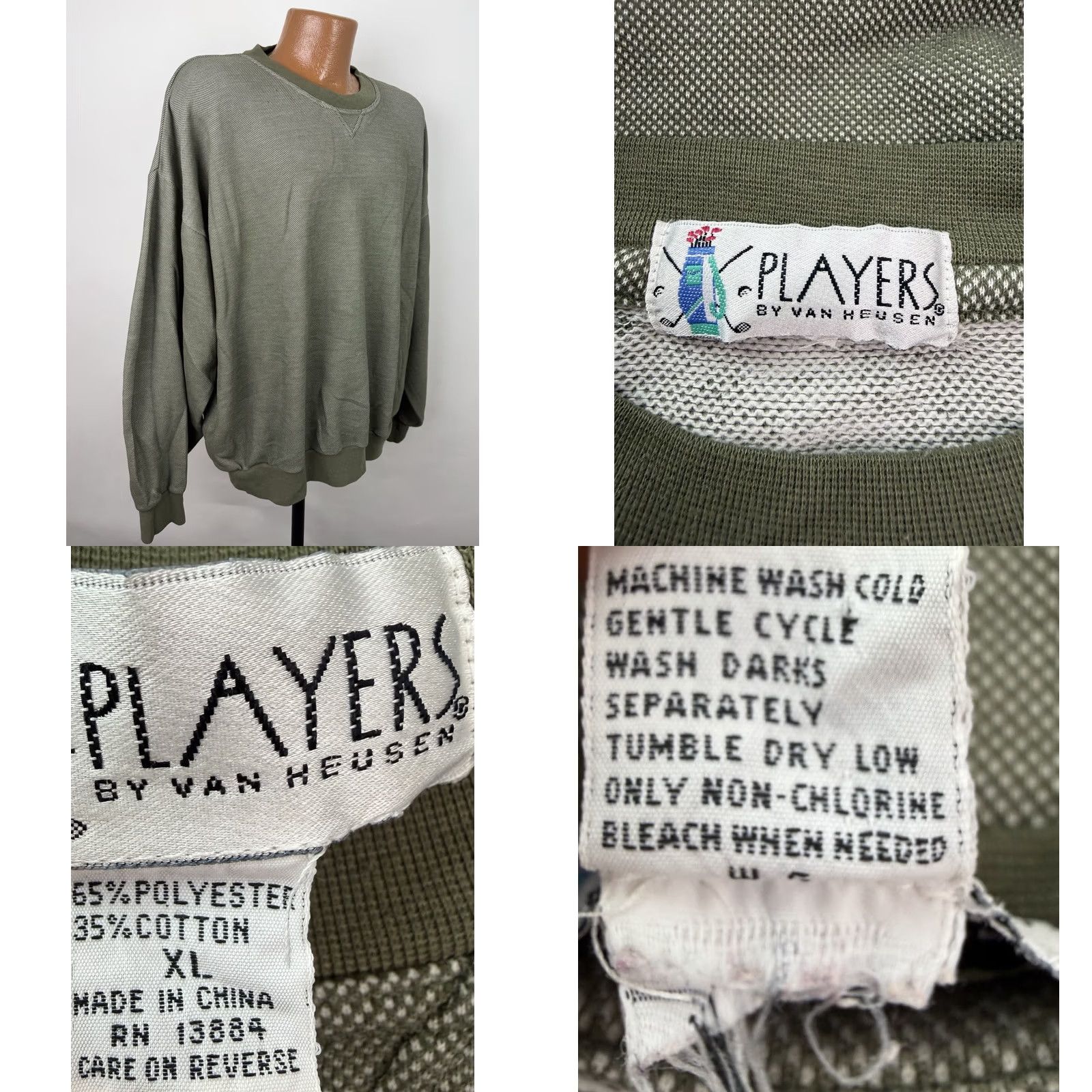 Van Heusen VINTAGE Van Heusen Pique Knit Sweatshirt Mens XL Green Crewneck Pockets Golf 90s Retro Size US XL / EU 56 / 4 - 9 Thumbnail