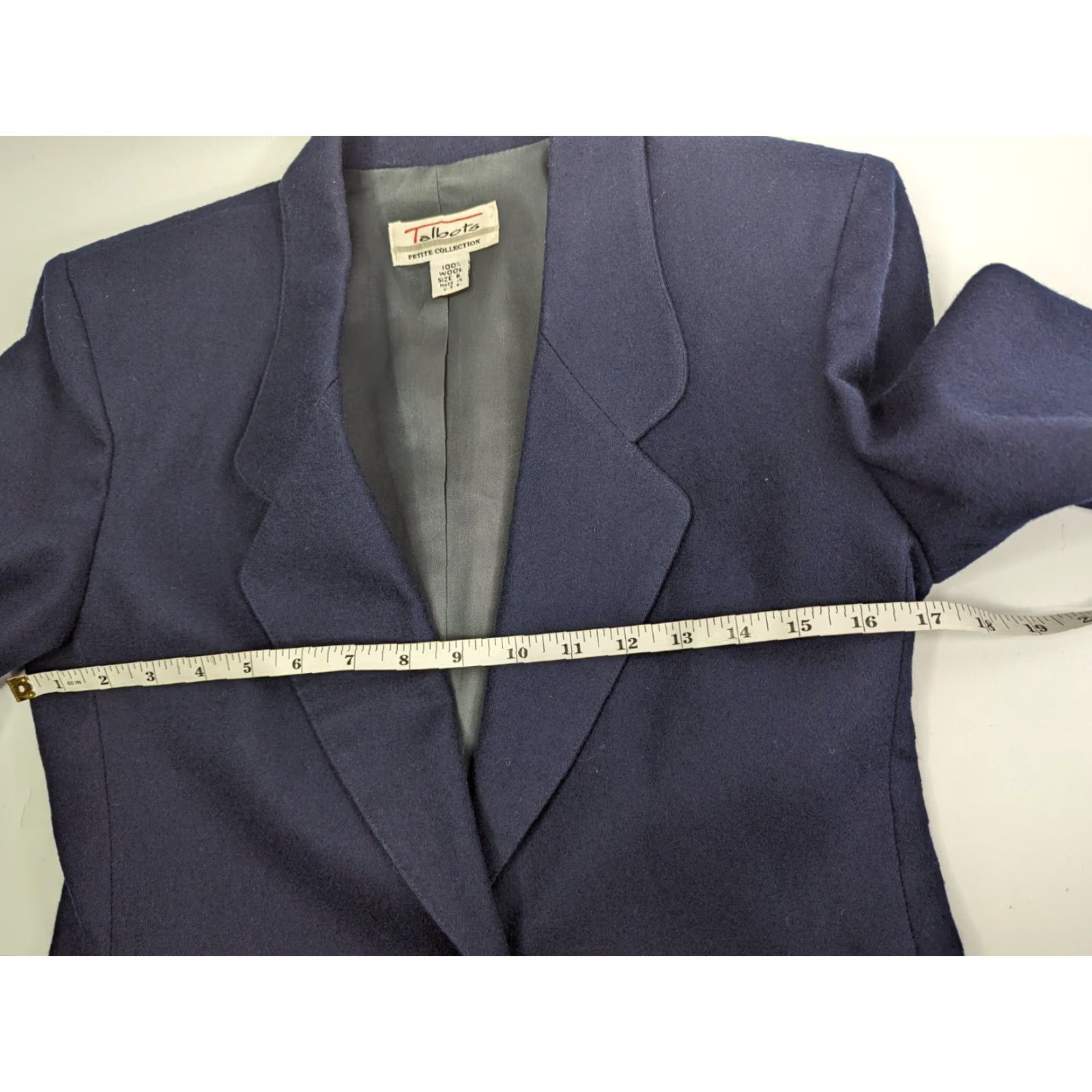 Talbots VINTAGE Talbots Blazer Jacket Women's 6 Navy Solid One-Button Capsule Coat Wool Blend Long Sleeve Button Blazer Women Fashion Casual Workwear 90s? Size M / US 6-8 / IT 42-44 - 6 Thumbnail