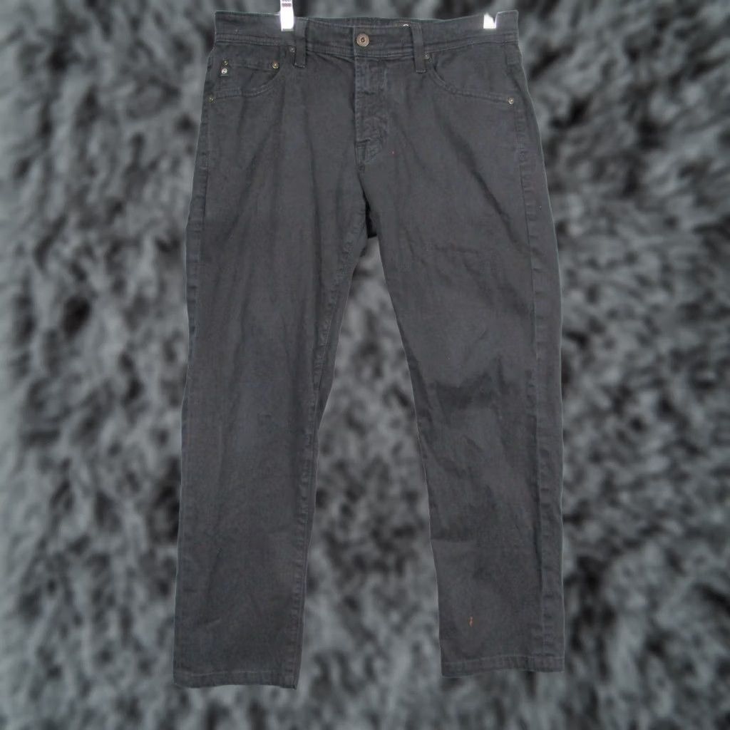 Vintage AG Adriano Goldschmied The Tellis Pants Mens 32x34 Black Slim Chino 5-Pocket Logo USA Modern Blokecore Size US 32 / EU 48 - 1 Thumbnail