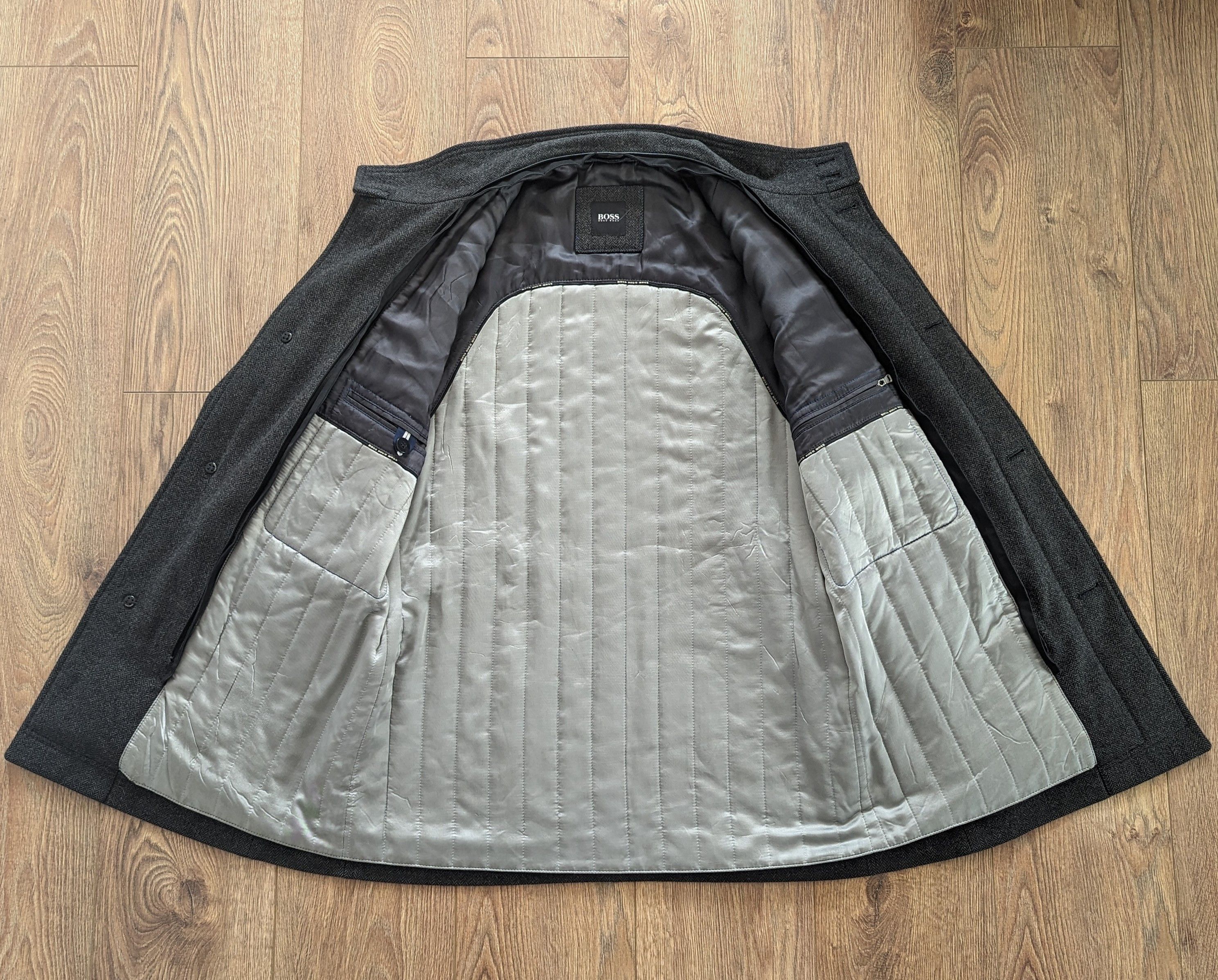 Hugo Boss HUGO BOSS Wool Men's Coat Size L (52) Luxury Brand Dark Gray Size US L / EU 52-54 / 3 - 15 Thumbnail