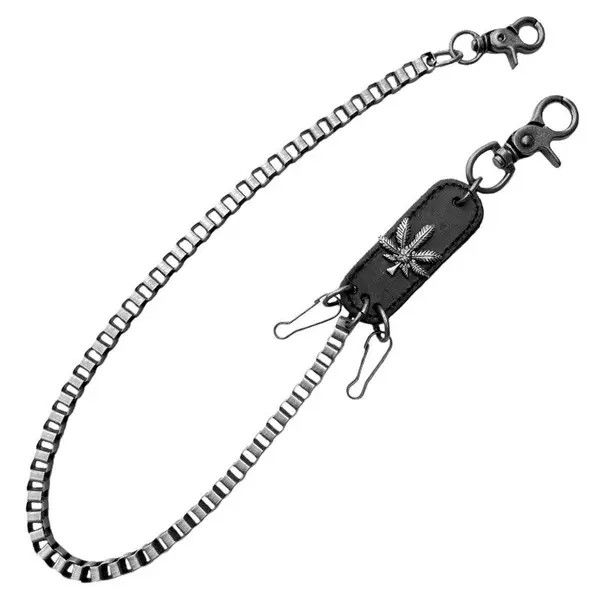 Jewelry Leaf Leather Patch Wallet Chain, Pants Chain Size ONE SIZE - 5 Thumbnail