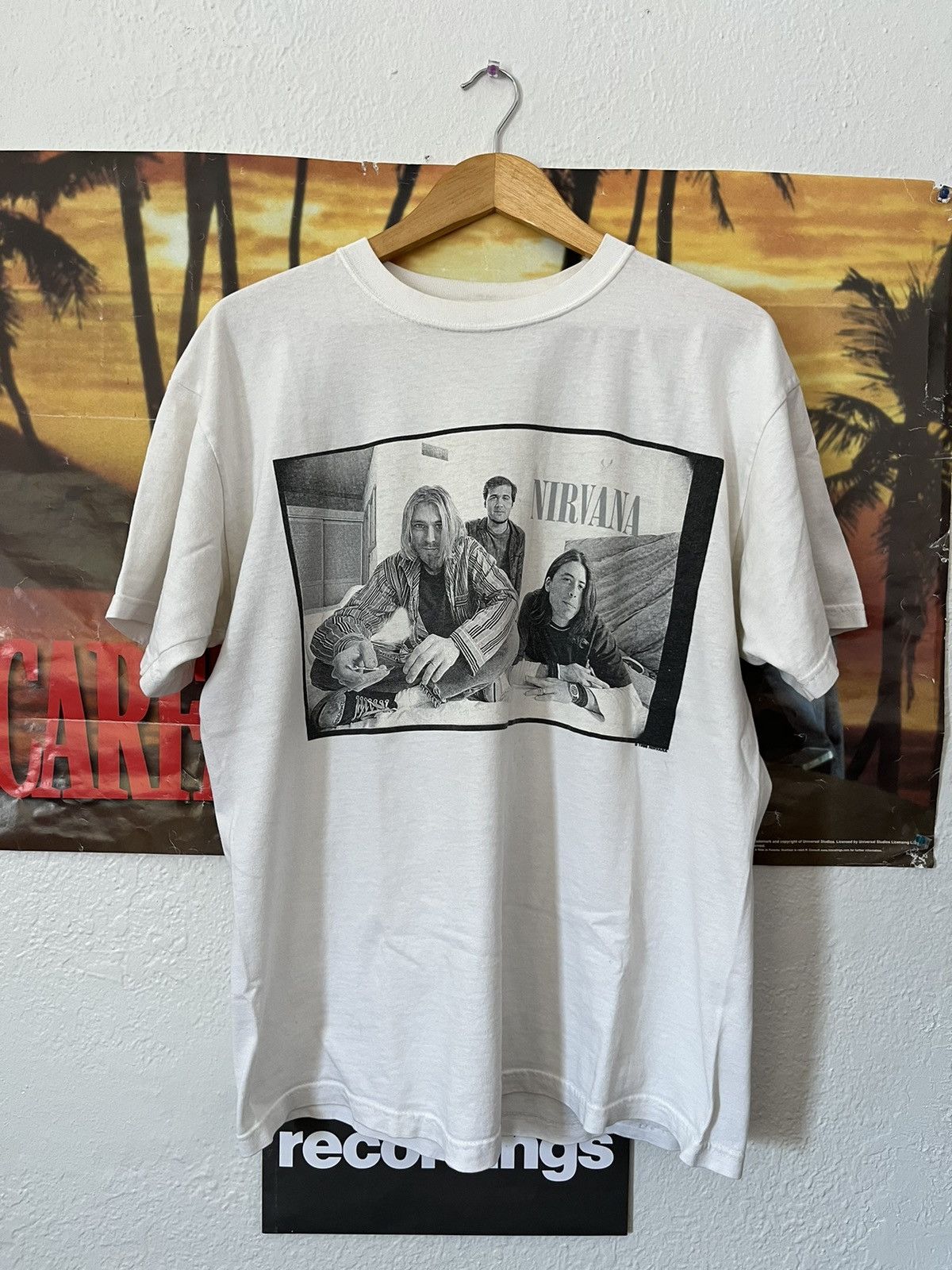 image of Vintage Nirvana Band Shot in White, Men's (Size Large)