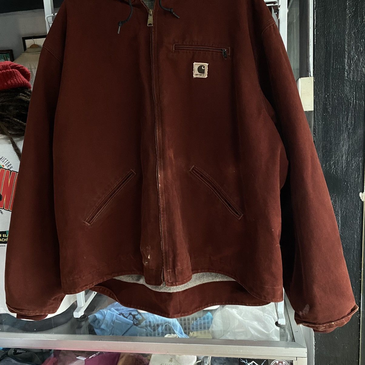 Carhartt Vintage Carhartt J141 Sherpa Lined Hooded Jacket Maroon Size US XXL / EU 58 / 5 - 5 Thumbnail