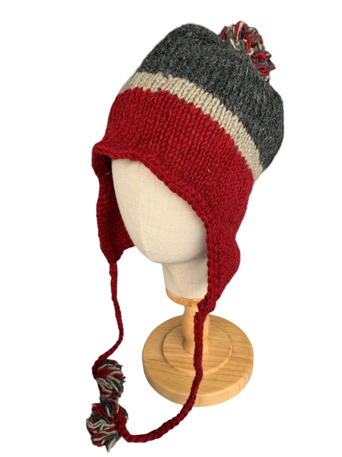 Japanese Brand Rare Wool Knitted Earflap Beanie Hats Size ONE SIZE - 2 Thumbnail