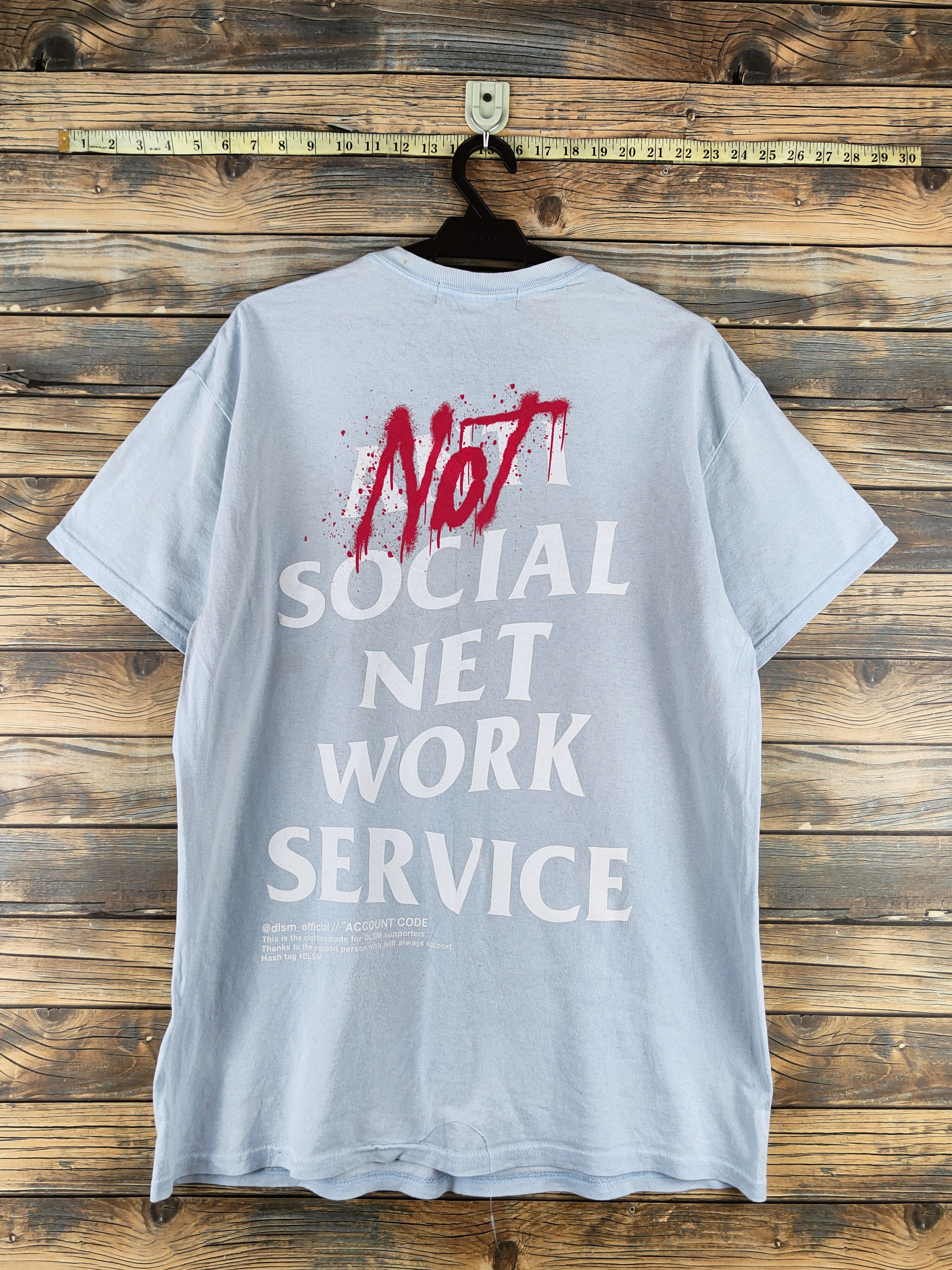 Japanese Brand DLSM "Not Social network service" Light Blue T-shirts #S2875 Size US L / EU 52-54 / 3 - 1 Thumbnail
