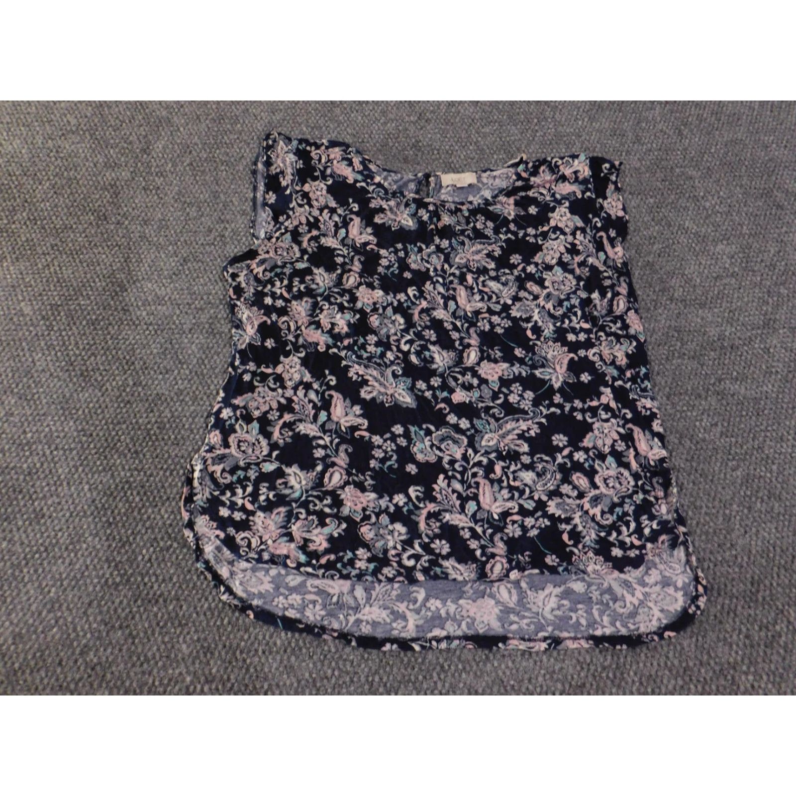 Loft VINTAGE LOFT Outlet Shirt Womens L Blue Pink Floral Paisley Sleeveless Rayon Blouse Size L / US 10 / IT 46 - 2 Thumbnail