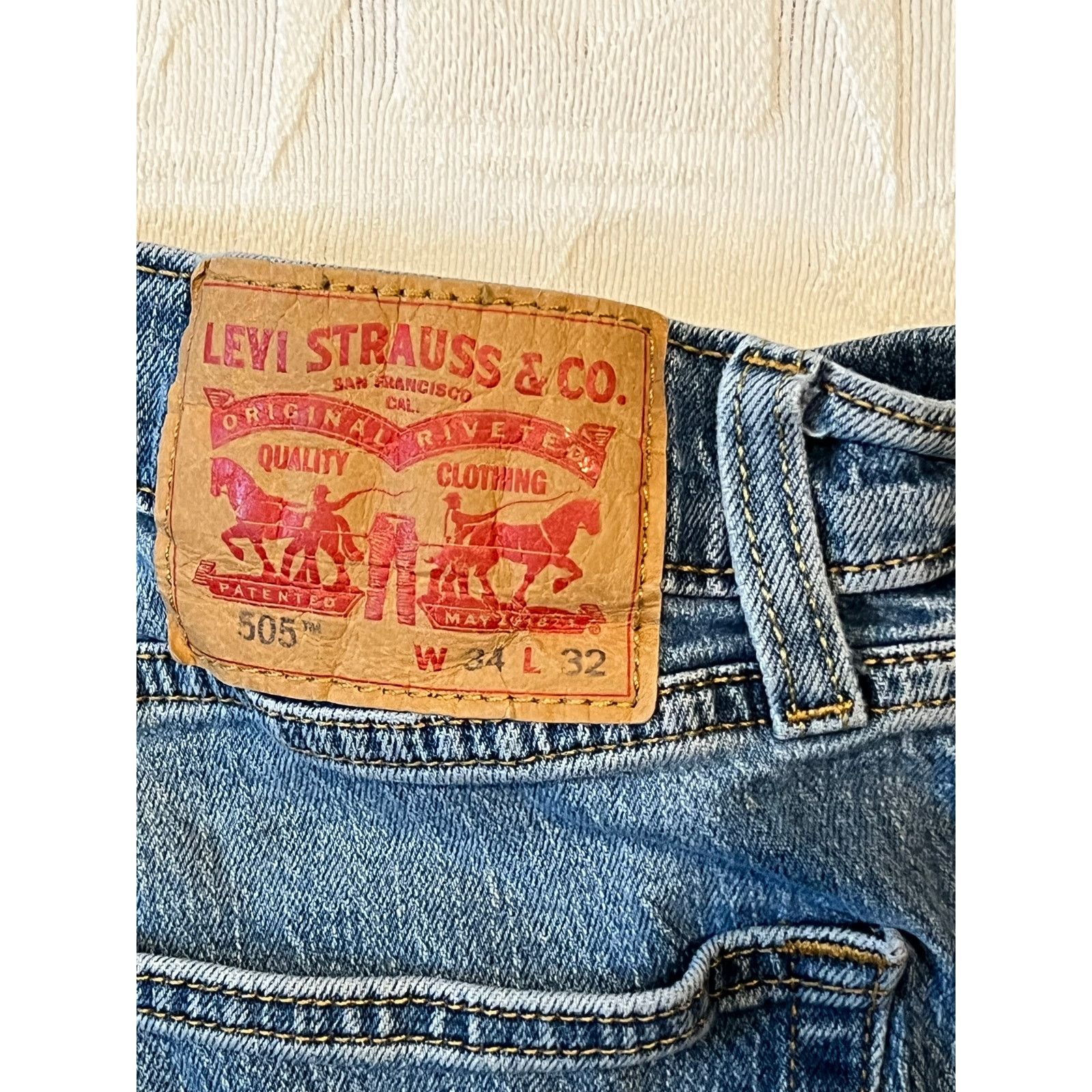 Levi's Levi's 505 Regular Straight Leg Jeans Mens 34x32 Size US 34 / EU 50 - 3 Thumbnail