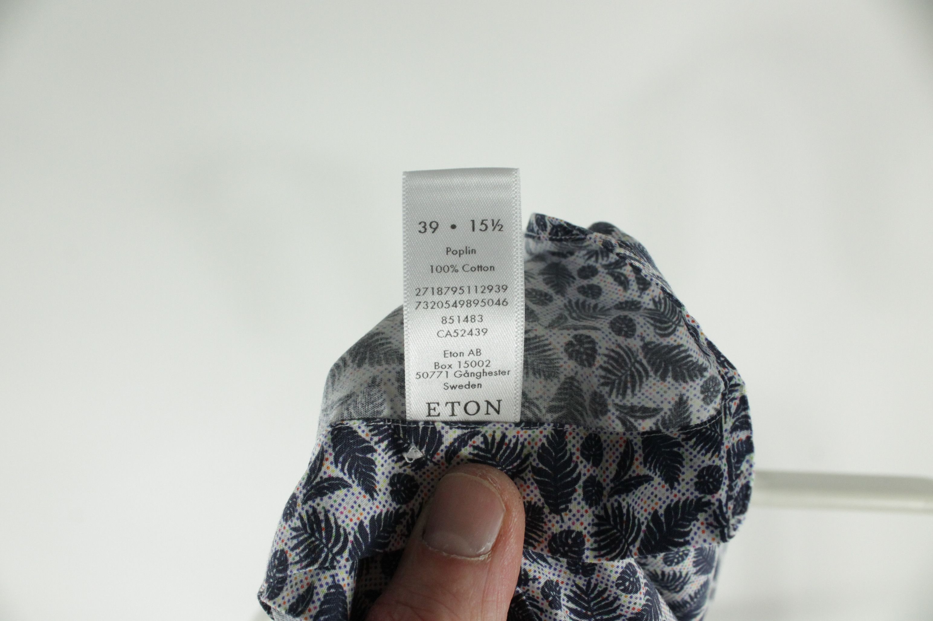 Designer × Eton ETON Floral Print Slim Fit Dress Blue Poplin Shirt Size US M / EU 48-50 / 2 - 6 Thumbnail