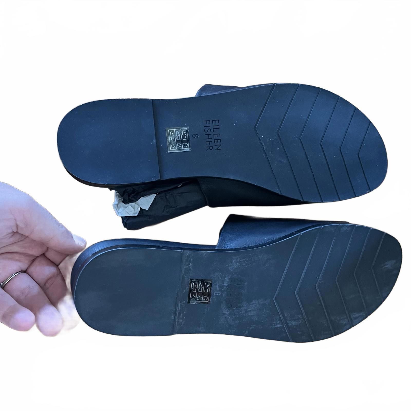 Eileen Fisher NIB - 8M - Women-Eileen Fisher Soft Napa Black Slide Sandals Size US 8 / IT 38 - 4 Thumbnail