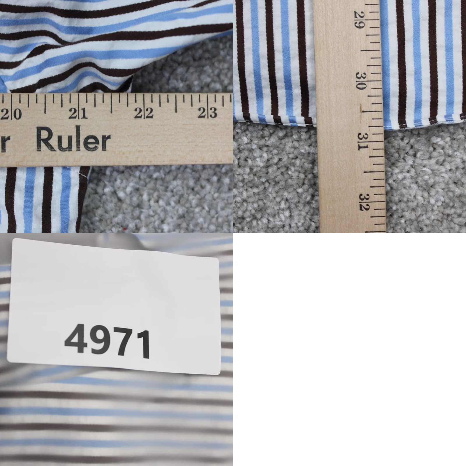 Etro ETRO Dress Shirt Mens 39 Blue/Brown Striped 100% Cotton Long Sleeve Button Up Shirt Size 40R - 9 Thumbnail