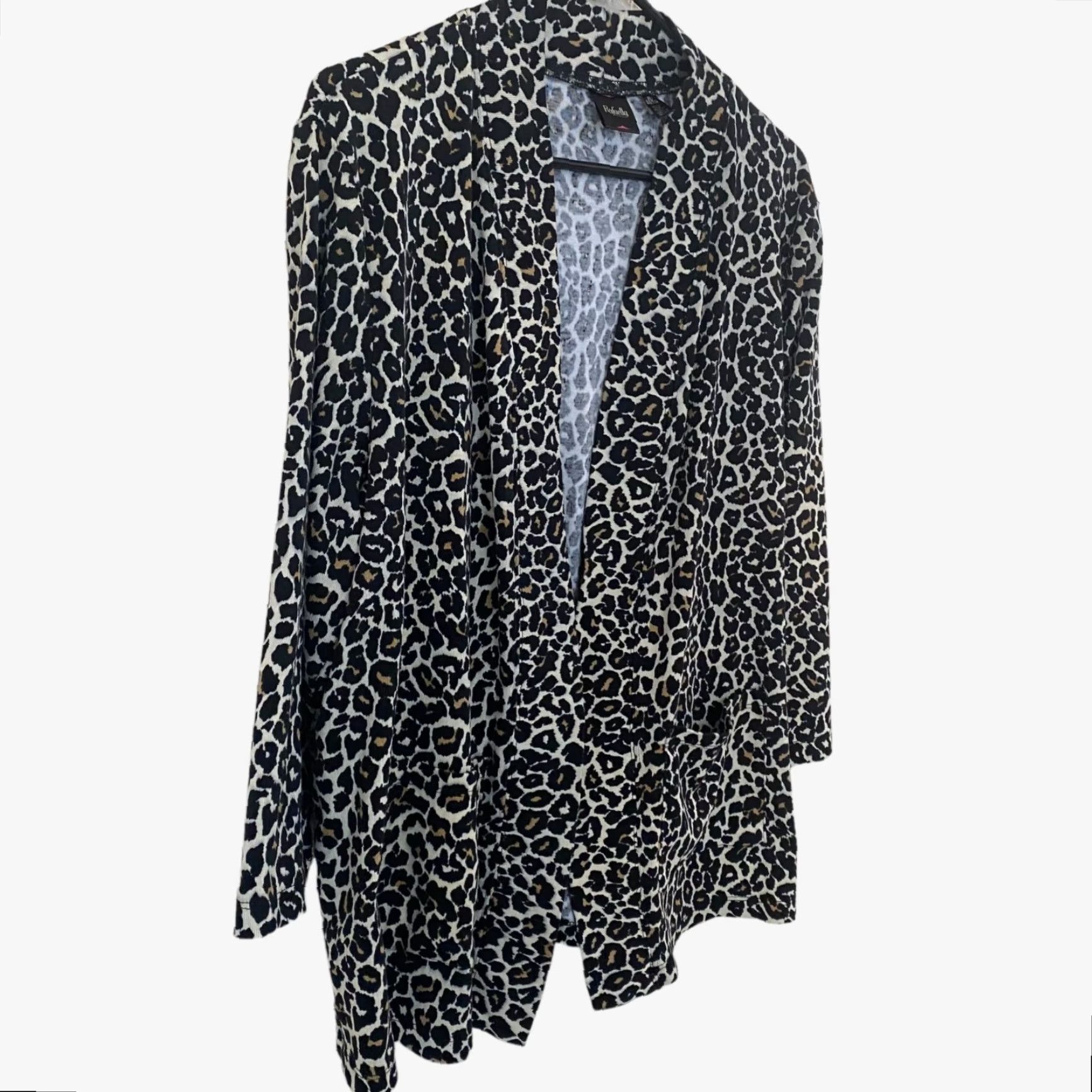 Vintage Rafaella Open Front Leopard Print Cardigan Sweater Womens XL Black Brown Casual Size XL / US 12-14 / IT 48-50 - 2 Thumbnail