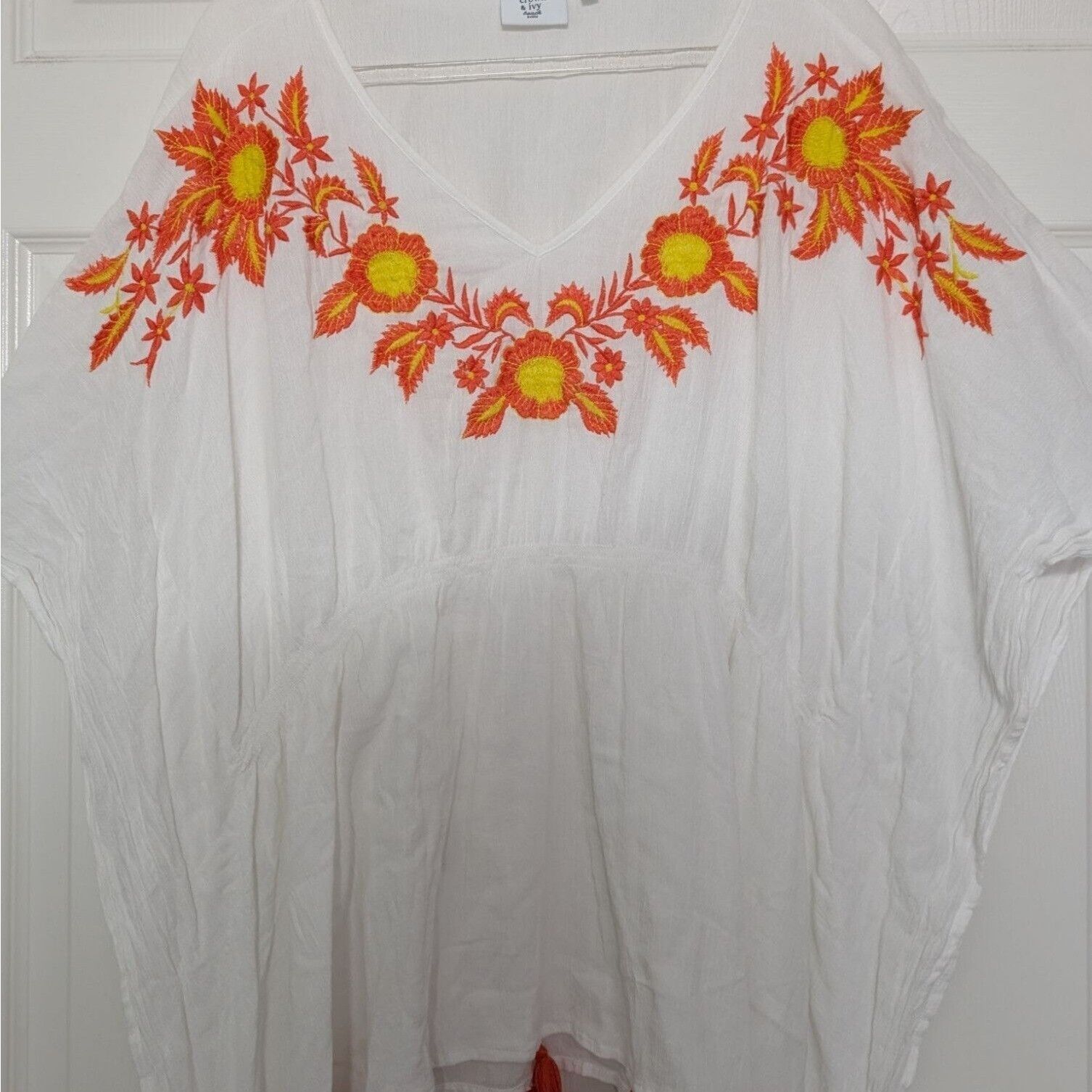Designer Crown & Ivy Beach Embroidered Shirt Womens Petite Size XL Size XL / US 12-14 / IT 48-50 - 2 Thumbnail