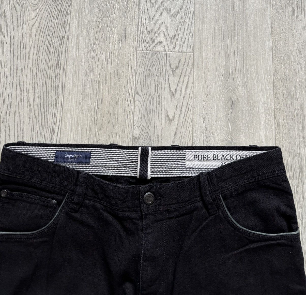 Designer × Ermenegildo Zegna Ermenegildo Zegna Sport Pure Black Denim Jeans Size US 33 - 2 Thumbnail