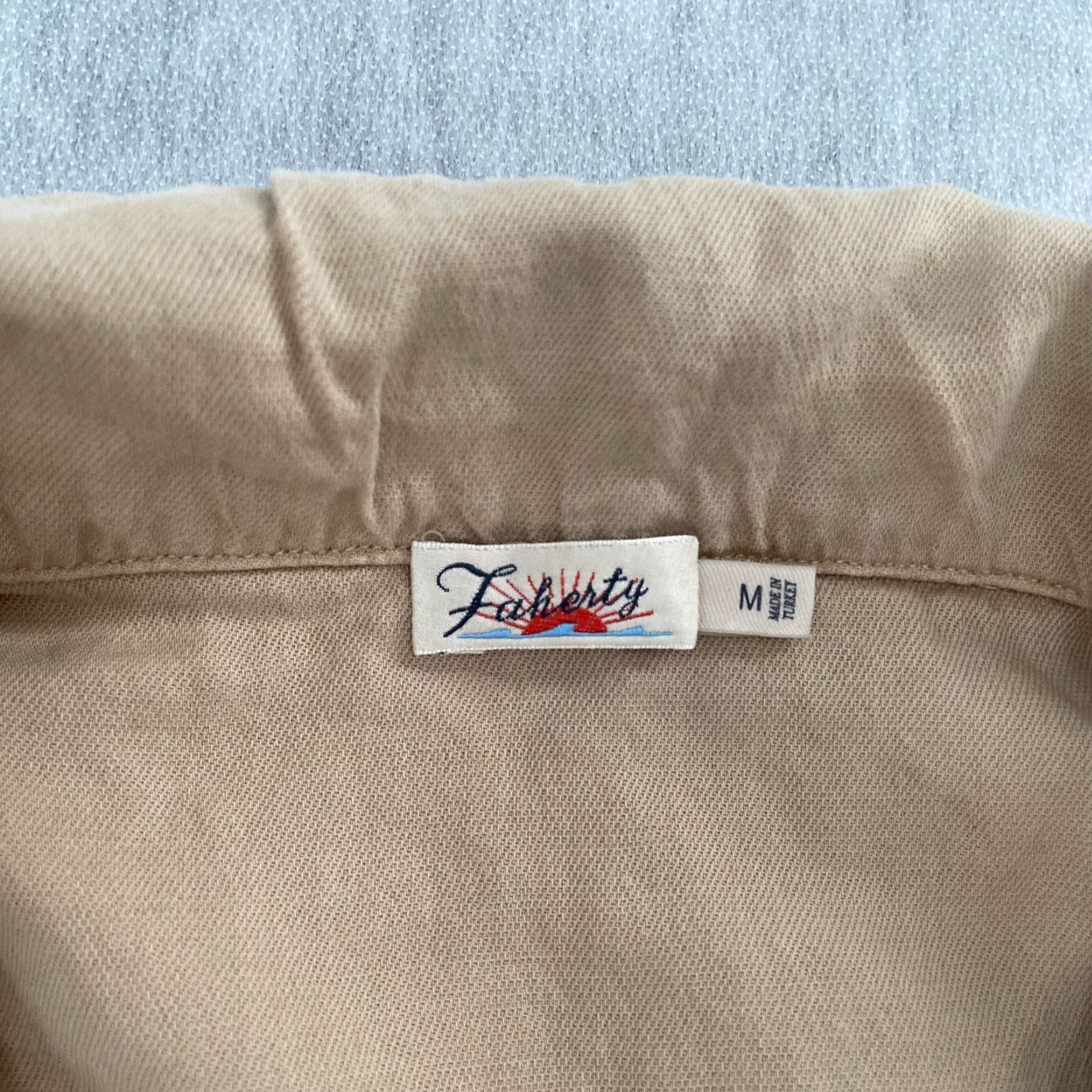 Faherty VINTAGE Faherty Romper Womens M Tan Brown Linen Blend Short Sleeve Button Pockets Bohemian Summer Size 32" / US 10 / IT 46 - 6 Thumbnail