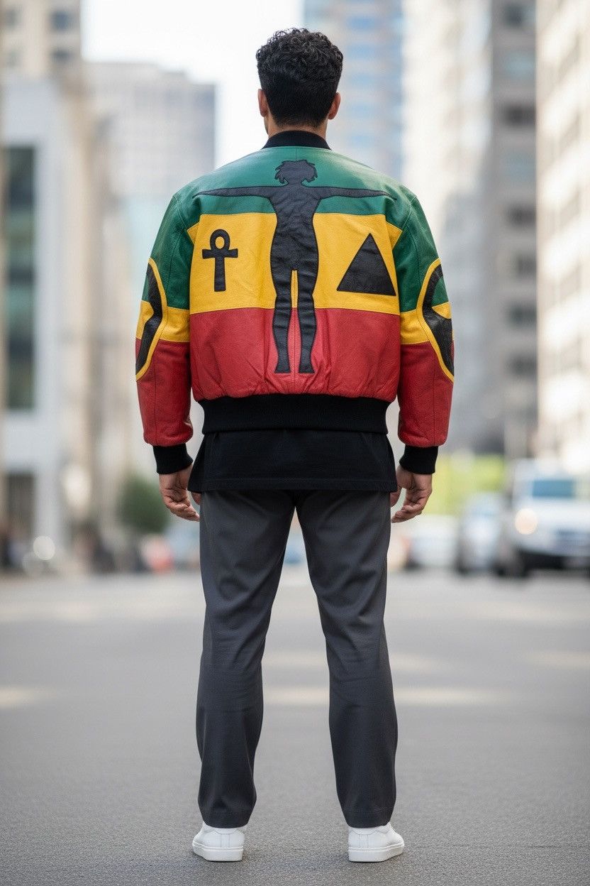 Michael Hoban RARE VINTAGE MICHAEL HOBAN RASTA LEATHER BOMBERS JACKET Size US M / EU 48-50 / 2 - 2 Thumbnail