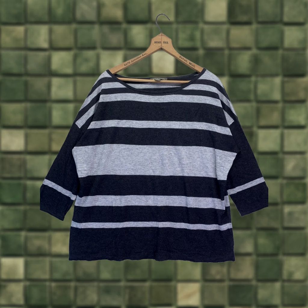 Tommy Bahama Tommy Bahama Sweater Women's L 3/4 Sleeve Wool Blend Gray Tones Pullover Knit Casual Modern Chip-Stripe Size L / US 10 / IT 46 - 1 Thumbnail