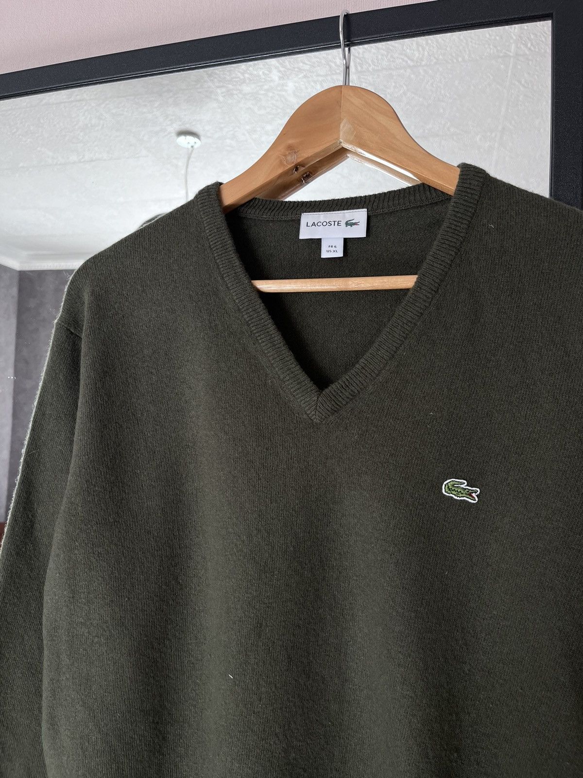 Lacoste Men’s Lacoste V Neck Green New Wool Jumper Sweater Size US XL / EU 56 / 4 - 2 Thumbnail