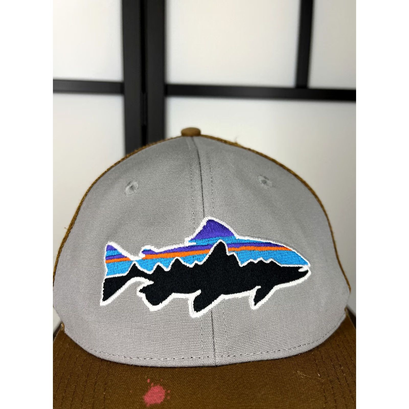 Patagonia Patagonia Hat Cap Snap Back Adult One Size Brown Gray Trucker Embroidered Trout Hat Cap Snap Back... Size ONE SIZE - 2 Thumbnail
