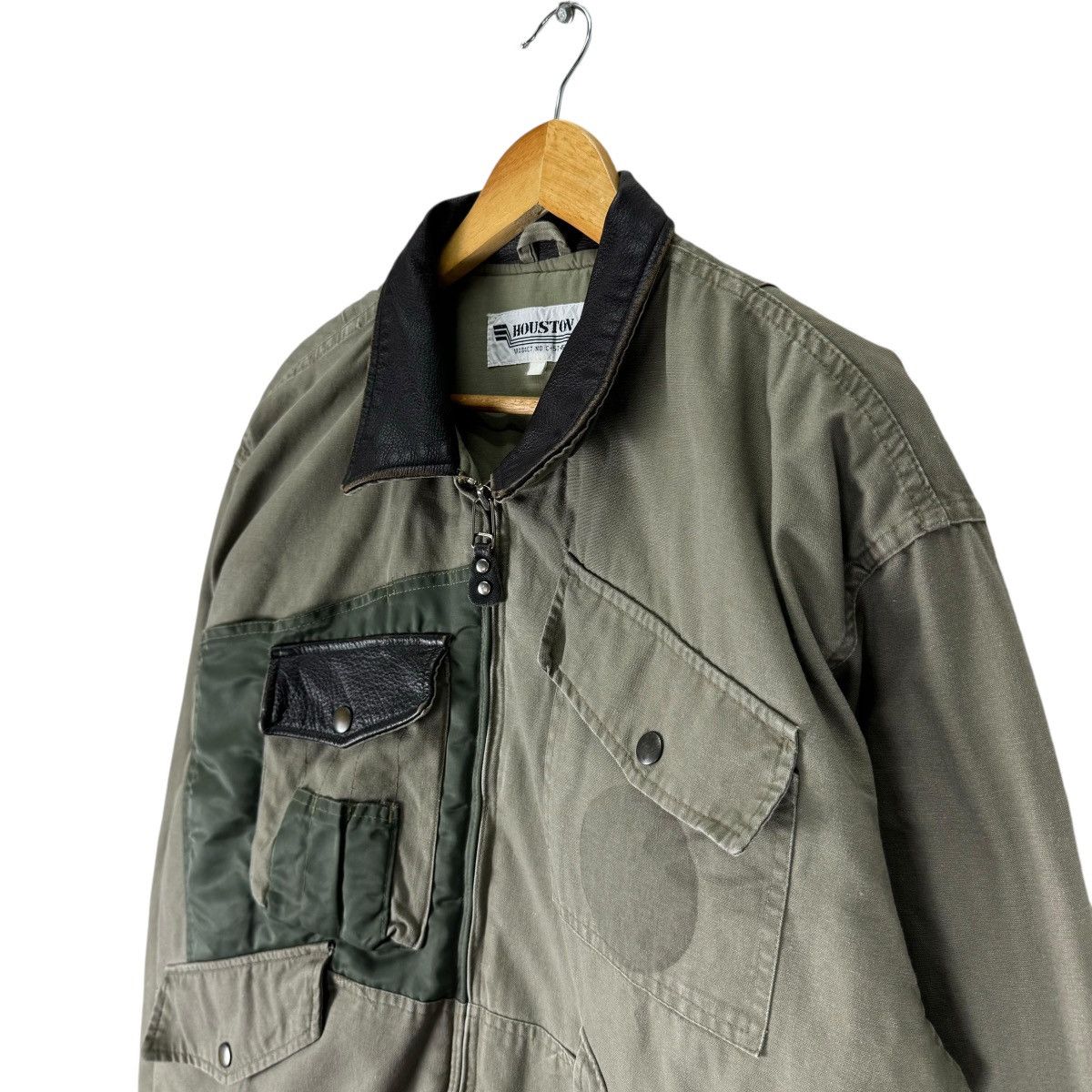 Japanese Brand × Vintage ⚡️HOUSTON HUNTING BOMBER LEATHER PART JACKET Size US L / EU 52-54 / 3 - 4 Thumbnail