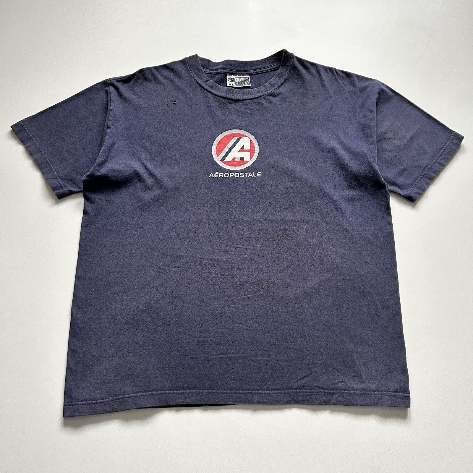 Aeropostale × Vintage Vintage 90s Aeropostale T Shirt XL Logo Faded Navy Blue Rare Size US XL / EU 56 / 4 - 1 Thumbnail