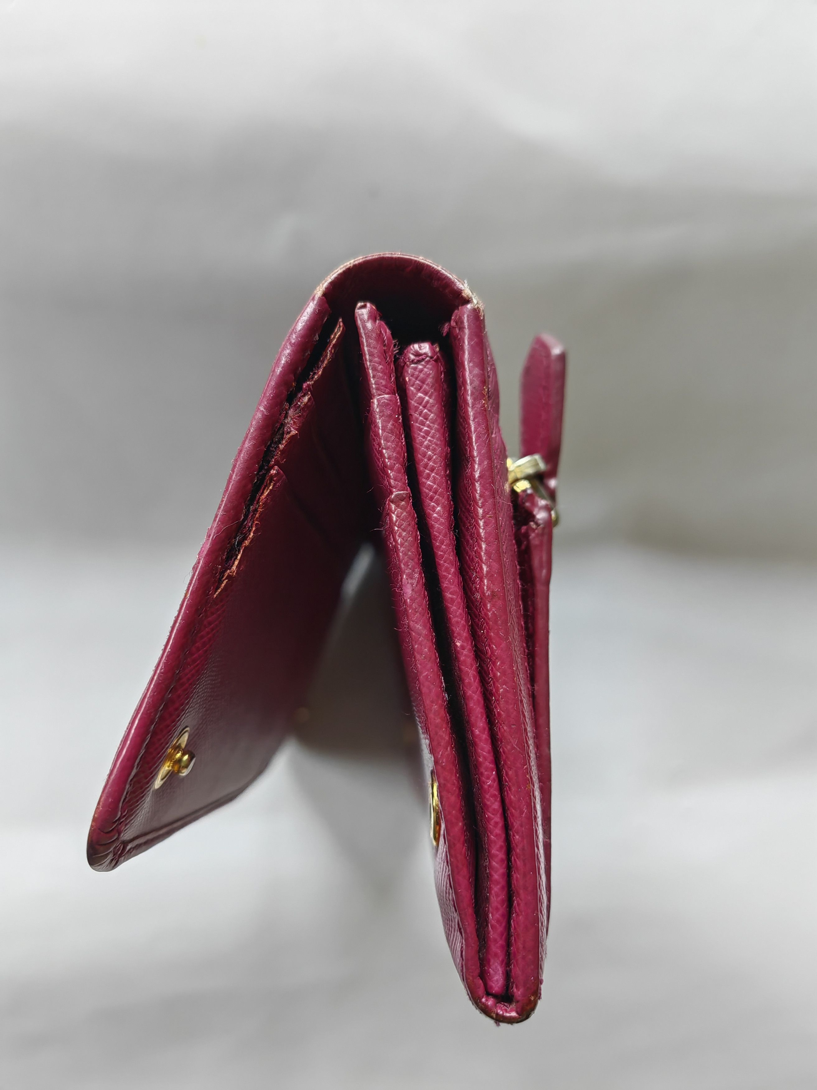 Prada Authentic Prada Wallet Saffiano Long Logo Magenta Size ONE SIZE - 6 Thumbnail