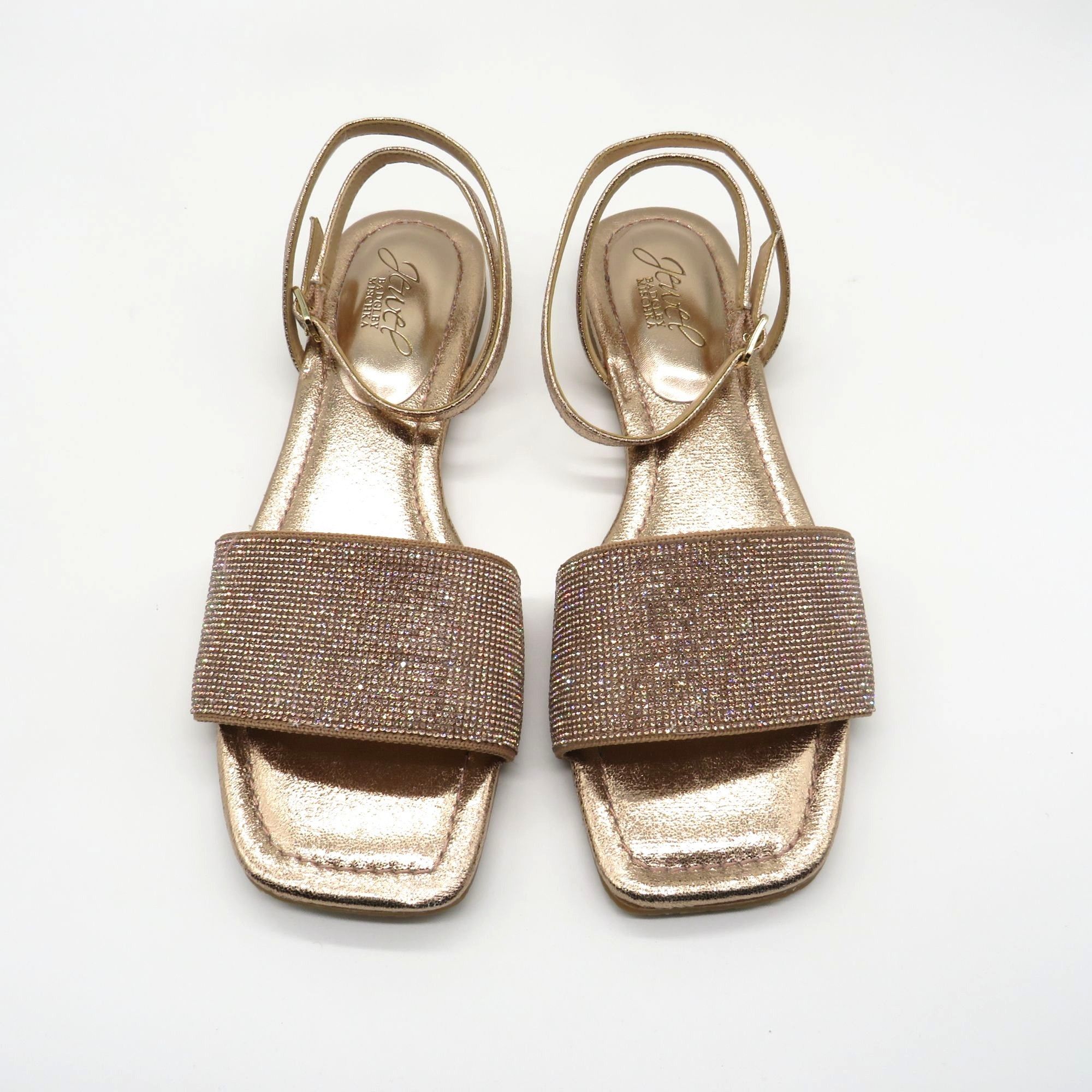 Other Jewel By Badgley Mischka Womens Rose Gold Sandals With Rhine Size US 7.5 / IT 37.5 - 2 Thumbnail