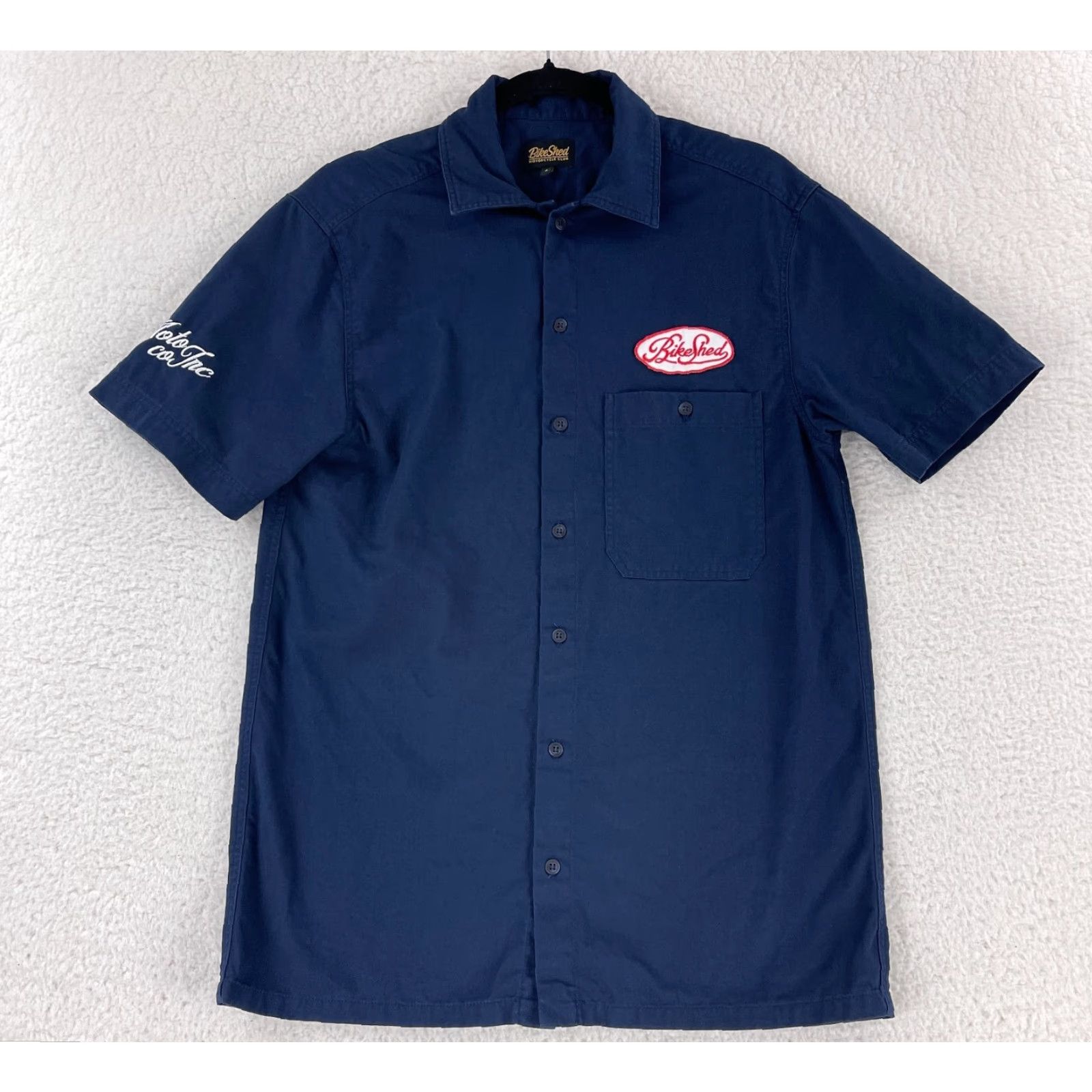 Garage Bike Shed Motorcycle Club Blue Garage Patch Shirt Mens Button-Up Size Small Size US S / EU 44-46 / 1 - 2 Thumbnail