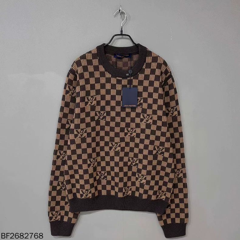 Louis Vuitton Louis Vuitton Checkerboard knit sweater with full logo swe Size US XL / EU 56 / 4 - 1 Thumbnail