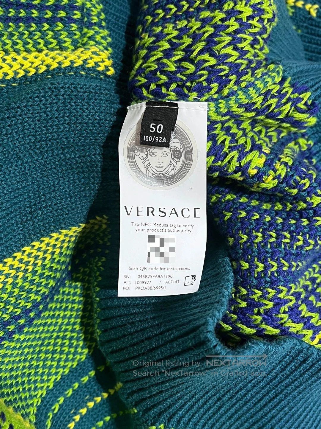 Versace VERSACE Letter Embroidery Cotton Cardigan. Size US S / EU 44-46 / 1 - 7 Thumbnail