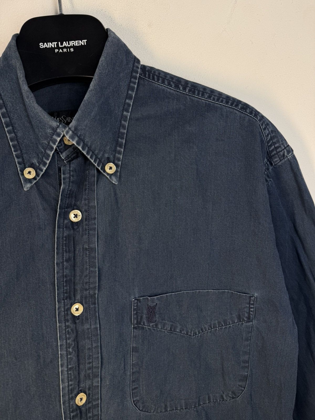 Yves Saint Laurent 90s YSL Denim Shirt Jeans Dress Overshirt Button Up  Collar | Grailed