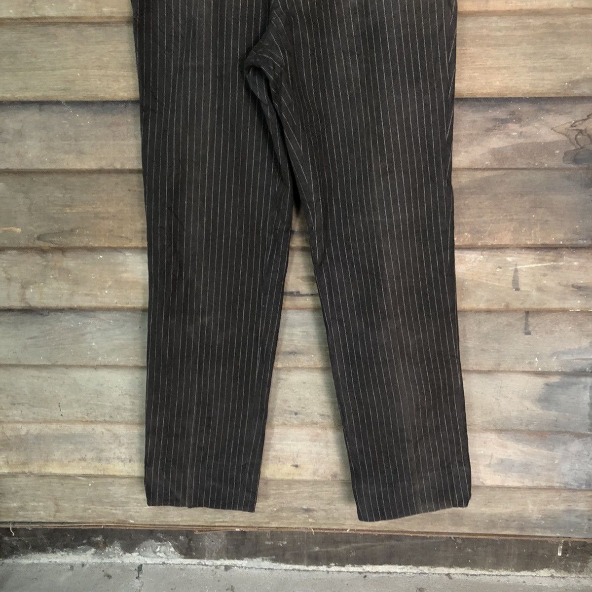 Vintage DL The Suit Company stripe Dark Brown Casual Pants #S2798 Size US 31 - 3 Thumbnail