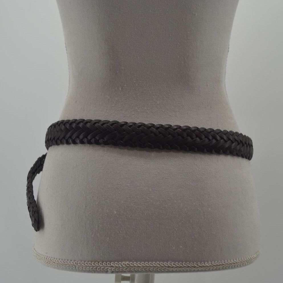 Other CRL Brown Leather Braided Weaved Men's Belt Silver Size 38 Size 38 - 10 Thumbnail