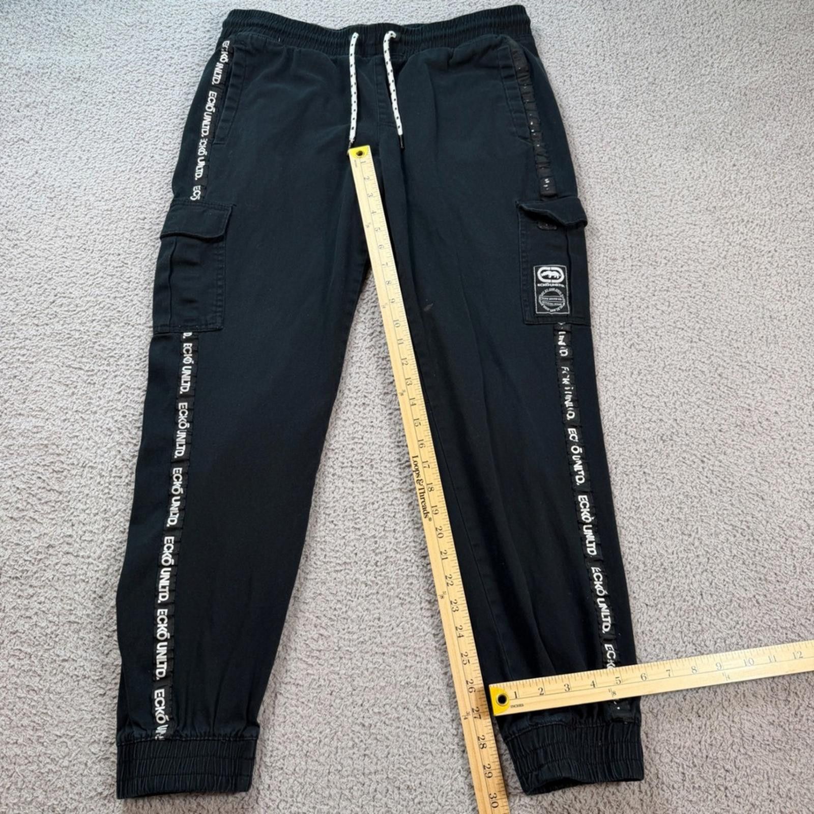 Ecko Unltd. Ecko Unltd Cargo Jogger Pants Black Rhino Logo Tape L Size US 34 / EU 50 - 4 Thumbnail