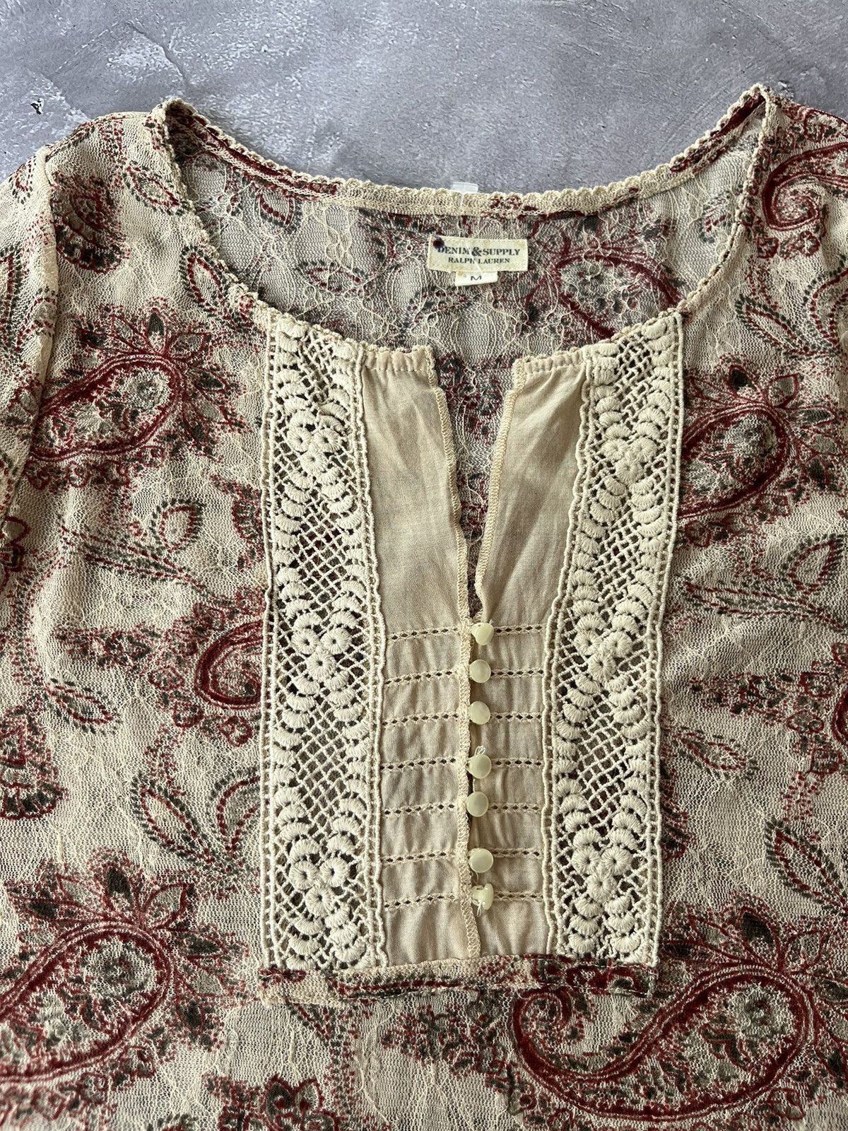 Denim & Supply Ralph Lauren Denim & Supply Ralph Lauren boho sheer Paisley Long Sleeve Size M / US 6-8 / IT 42-44 - 4 Thumbnail